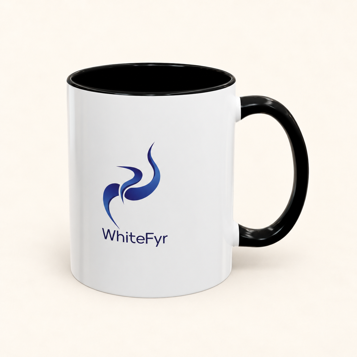 WhiteFyr Two-Tone Ceramic Mug – 11oz & 15oz — black-11oz — AI-assisted warm studio background