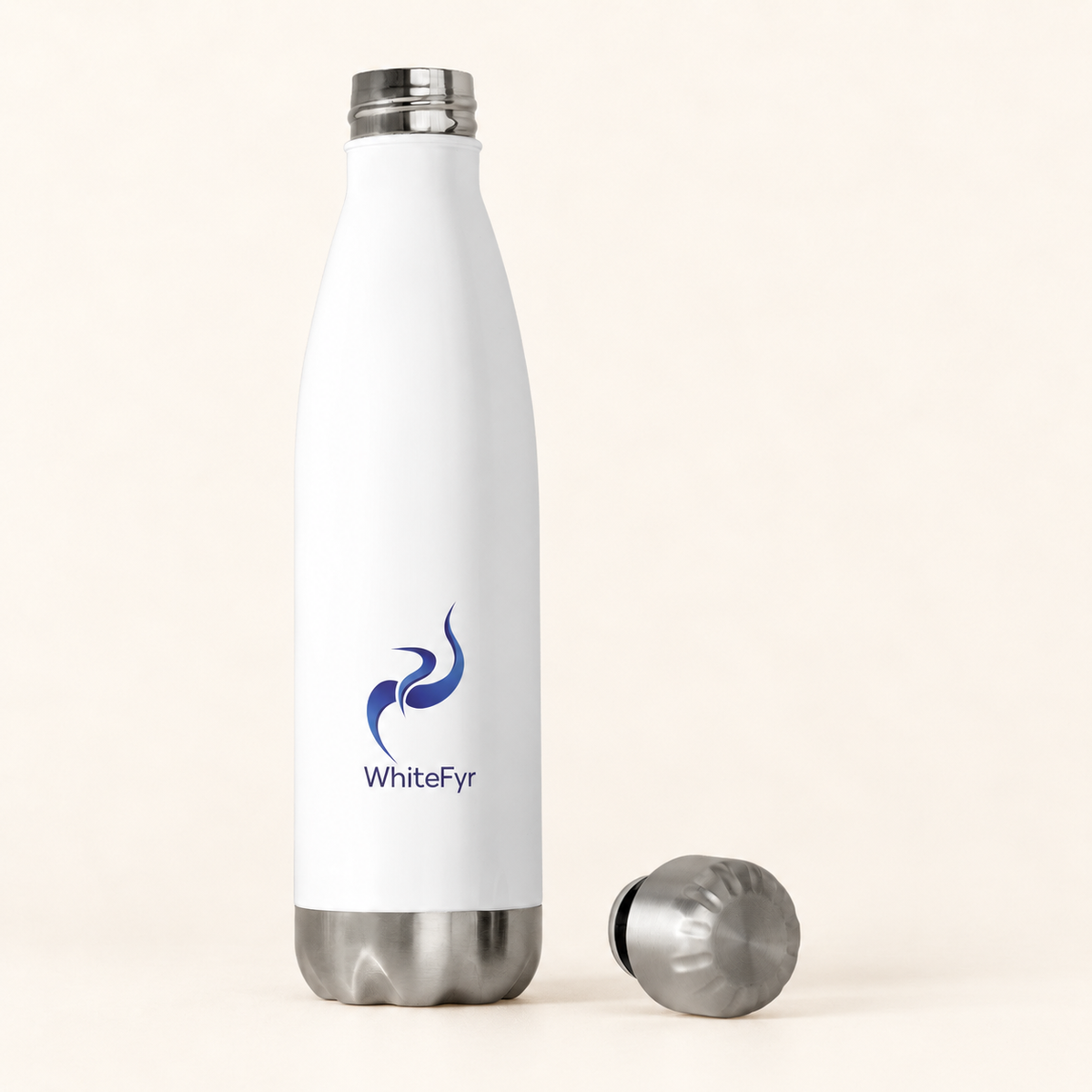 WhiteFyr Insulated Stainless Steel Flask – 20oz / 590ml — flask-open — AI-assisted warm studio background