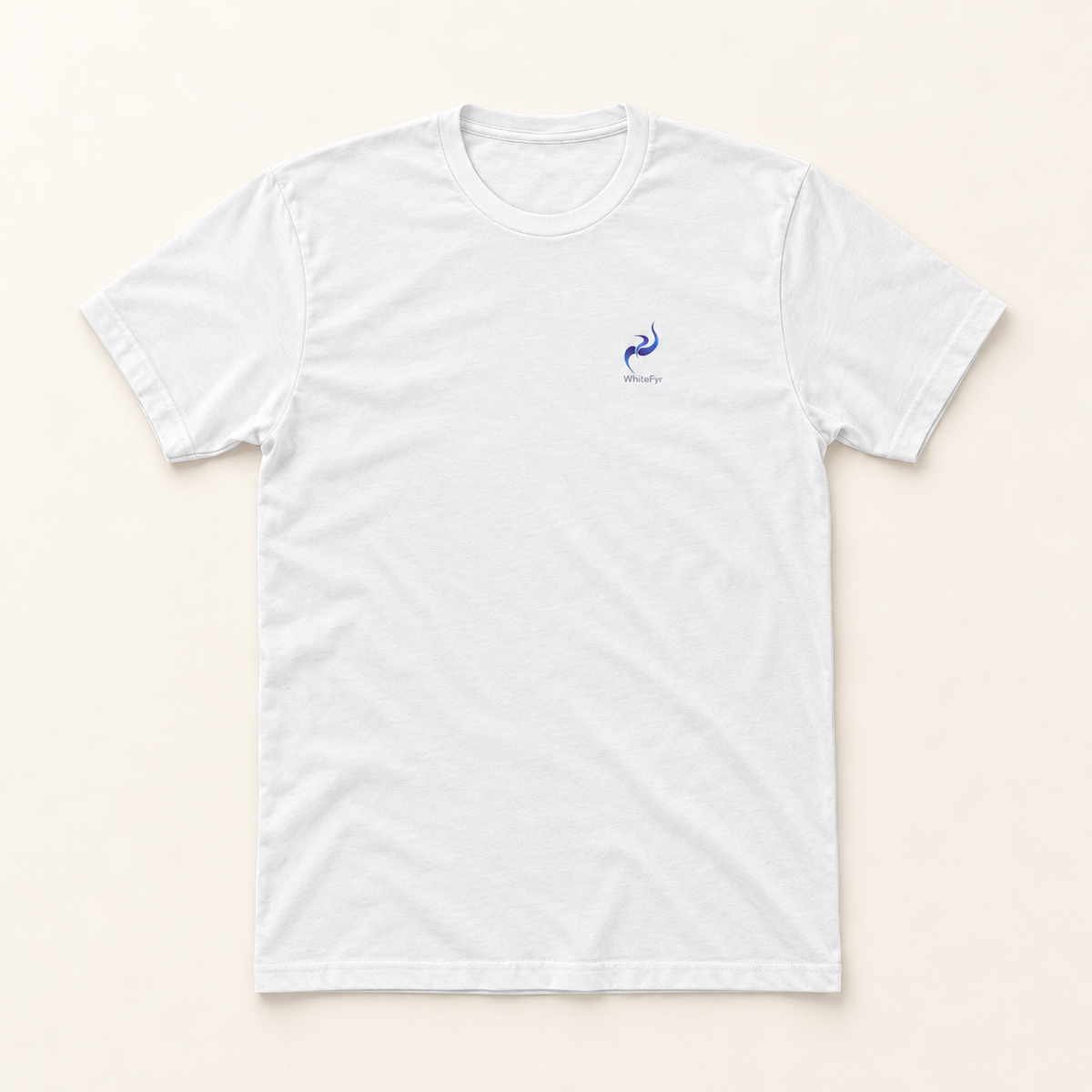 WhiteFyr Men’s Cotton Logo T-Shirt — AI-assisted studio front mockup