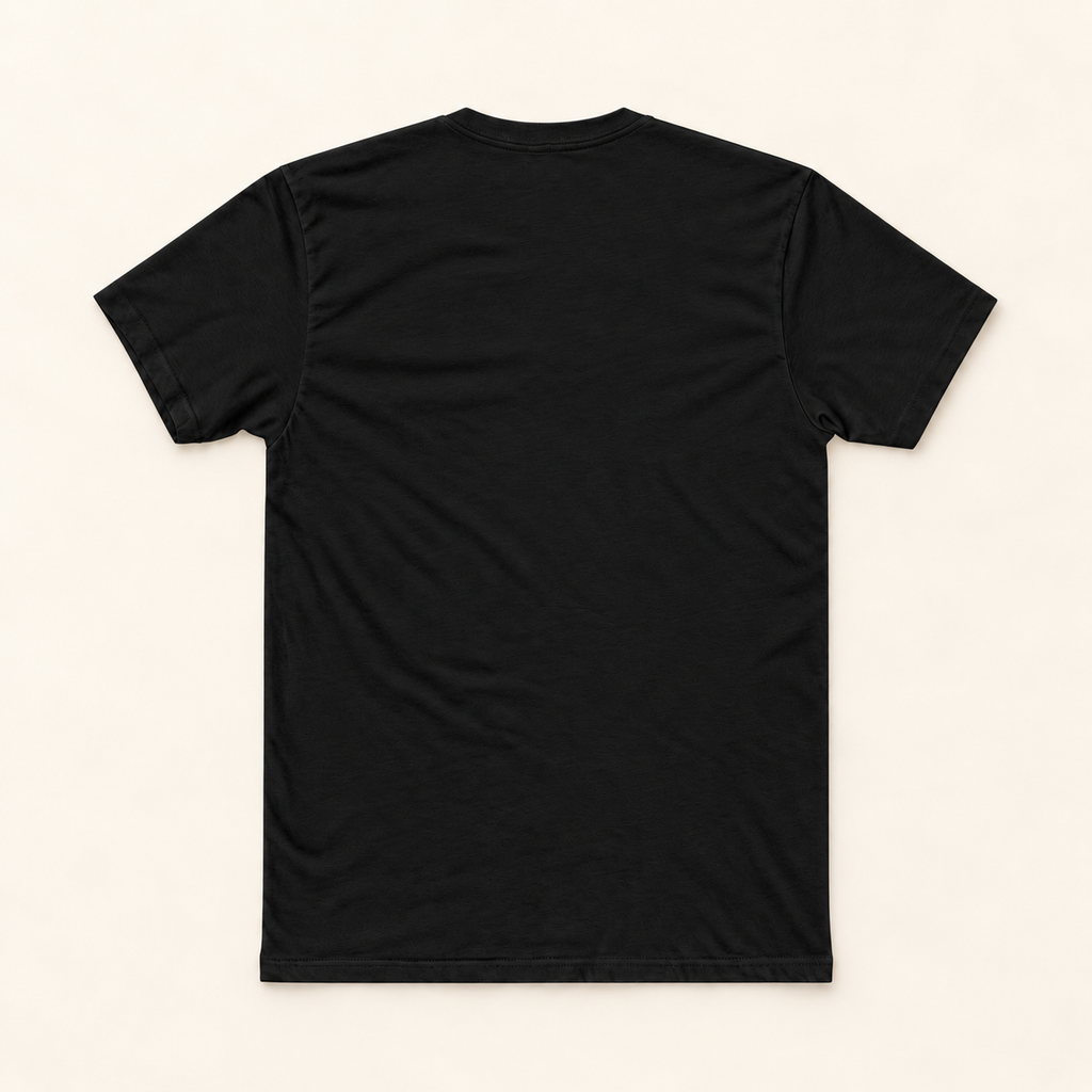 WhiteFyr Men’s Cotton Logo T-Shirt in Solid Black — AI-assisted back studio mockup
