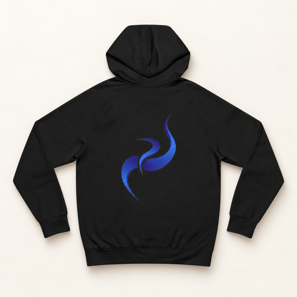 WhiteFyr Men's Performance Hoodie in Black — AI-assisted back studio mockup