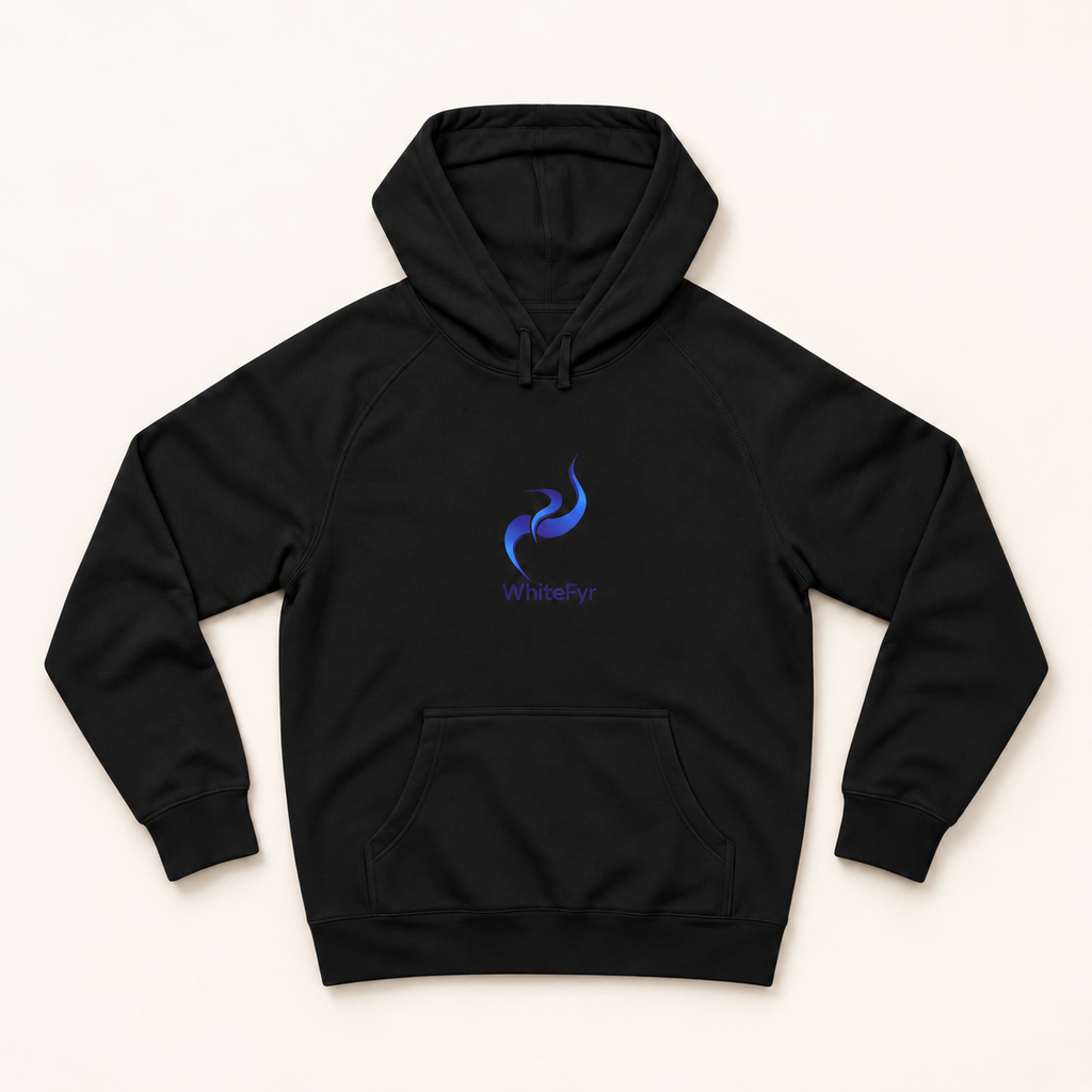 WhiteFyr Men's Performance Hoodie — Black — front studio view