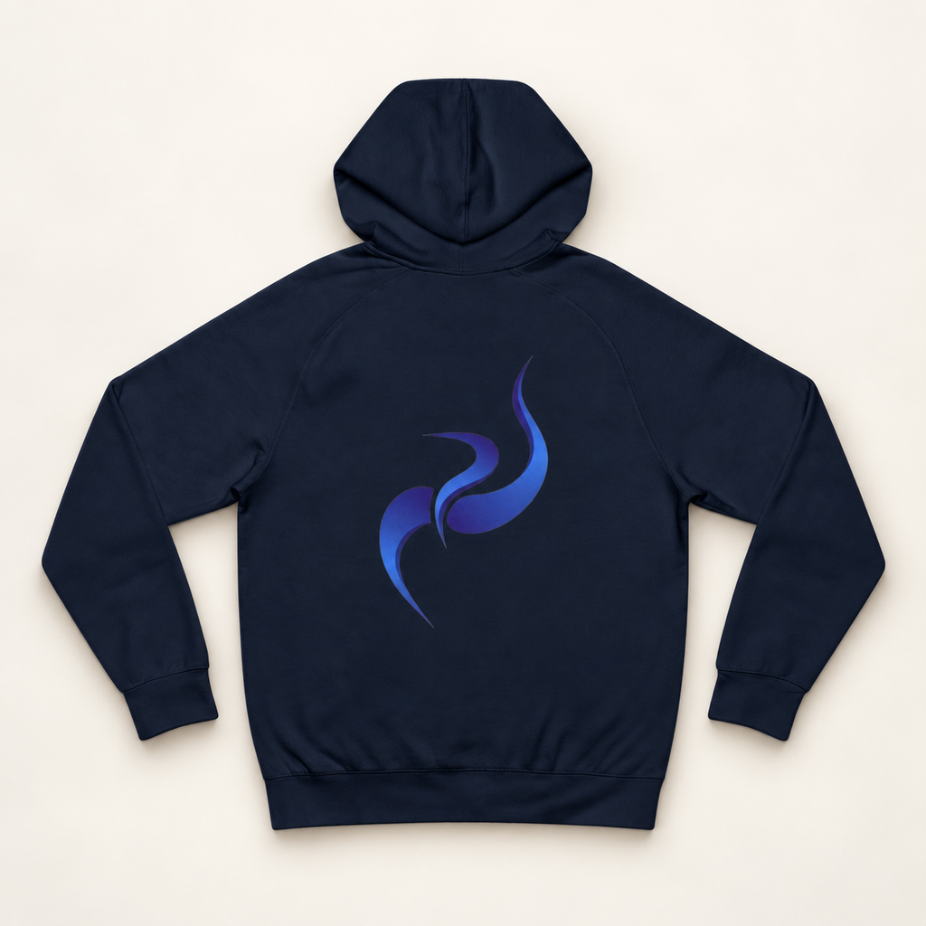 WhiteFyr Men's Performance Hoodie in Navy — AI-assisted studio back mockup