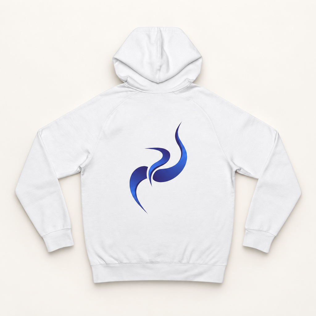 WhiteFyr Men's Performance Hoodie in White — AI-assisted back studio mockup