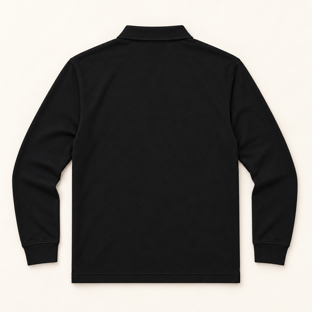 WhiteFyr Men's Performance Polo - Long Sleeve — AI-assisted studio back mockup