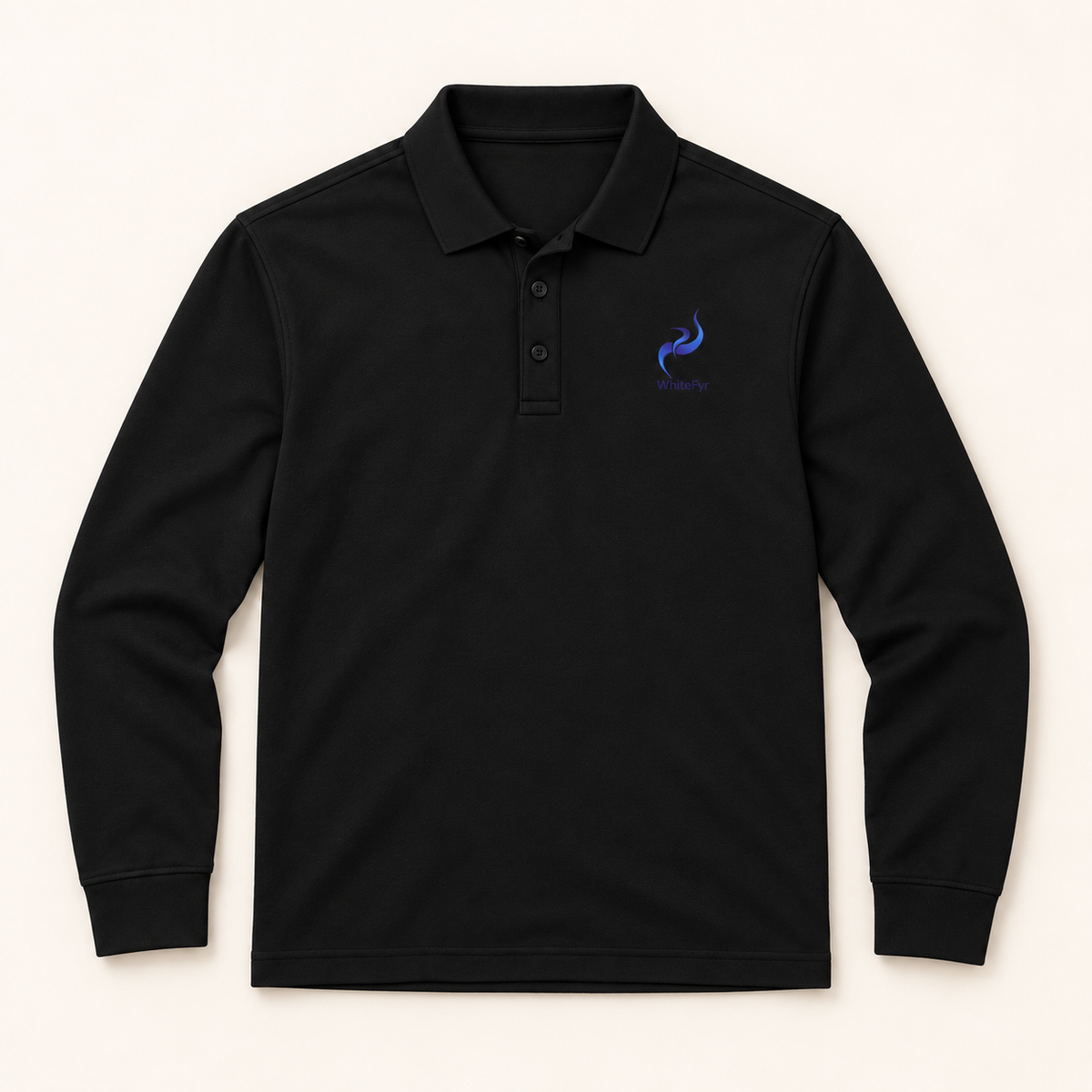 WhiteFyr Men's Performance Polo - Long Sleeve — AI-assisted studio front mockup