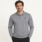 WhiteFyr Men's Performance Polo - Long Sleeve in Gusty Grey — AI-assisted model studio mockup