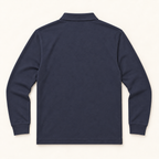 WhiteFyr Men's Performance Polo - Long Sleeve in River Blue Navy — AI-assisted back studio mockup
