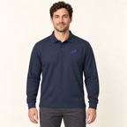 WhiteFyr Men's Performance Polo - Long Sleeve in River Blue Navy — AI-assisted model studio mockup