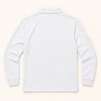 WhiteFyr Men's Performance Polo - Long Sleeve in White — AI-assisted back studio mockup