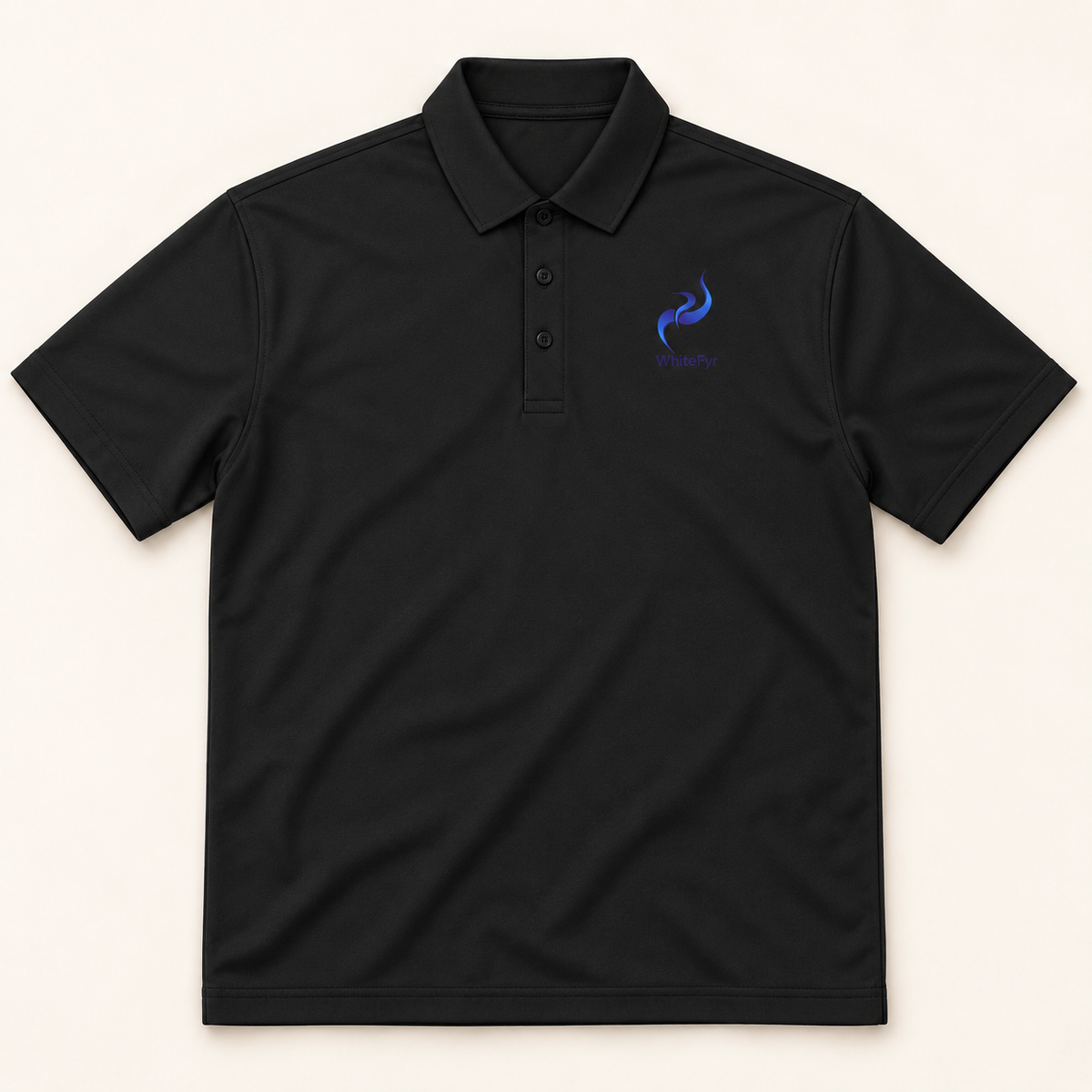 WhiteFyr Men's Performance Polo - Short Sleeve — AI-assisted studio front mockup