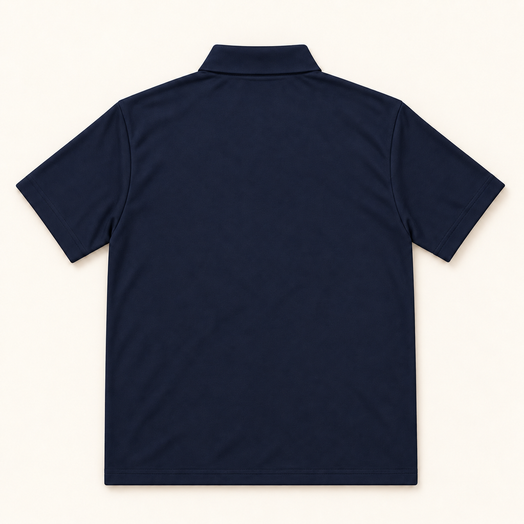 WhiteFyr Men's Performance Polo - Short Sleeve in Navy — AI-assisted back studio mockup