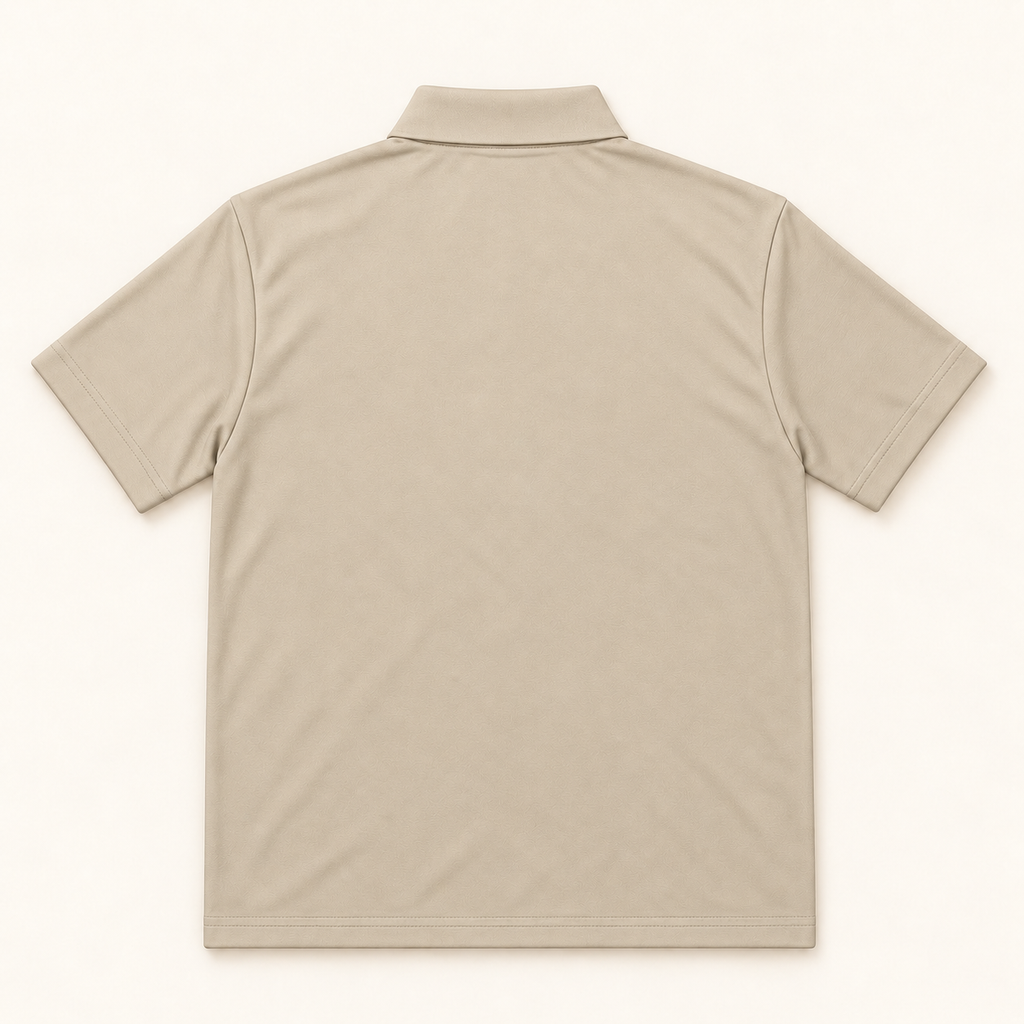 WhiteFyr Men's Performance Polo - Short Sleeve in Sand — AI-assisted back studio mockup