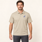 WhiteFyr Men's Performance Polo - Short Sleeve in Sand — AI-assisted model studio mockup