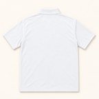 WhiteFyr Men's Performance Polo - Short Sleeve in White — AI-assisted back studio mockup