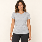 WhiteFyr Women’s Slim-Fit Logo T-Shirt in Athletic Heather — AI-assisted model studio mockup