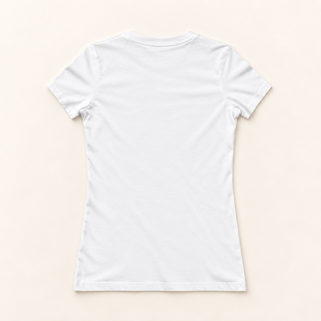 WhiteFyr Women’s Slim-Fit Logo T-Shirt — AI-assisted studio back mockup
