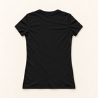 WhiteFyr Women’s Slim-Fit Logo T-Shirt in Black — AI-assisted back studio mockup