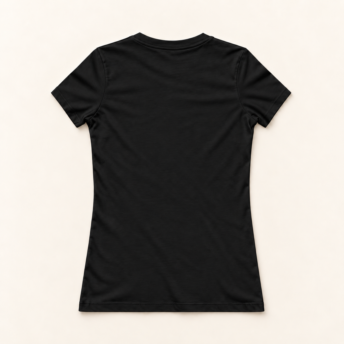 WhiteFyr Women’s Slim-Fit Logo T-Shirt in Black — AI-assisted back studio mockup