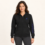 WhiteFyr women's fitted zip hoodie in Black — AI-assisted model studio mockup