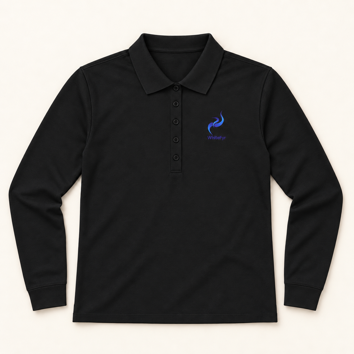 WhiteFyr Women's Performance Polo - Long Sleeve — AI-assisted studio front mockup