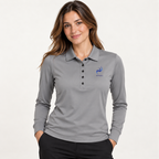 WhiteFyr Women's Performance Polo - Long Sleeve in Gusty Grey — AI-assisted model studio mockup
