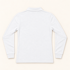 WhiteFyr Women's Performance Polo - Long Sleeve in White — AI-assisted back studio mockup