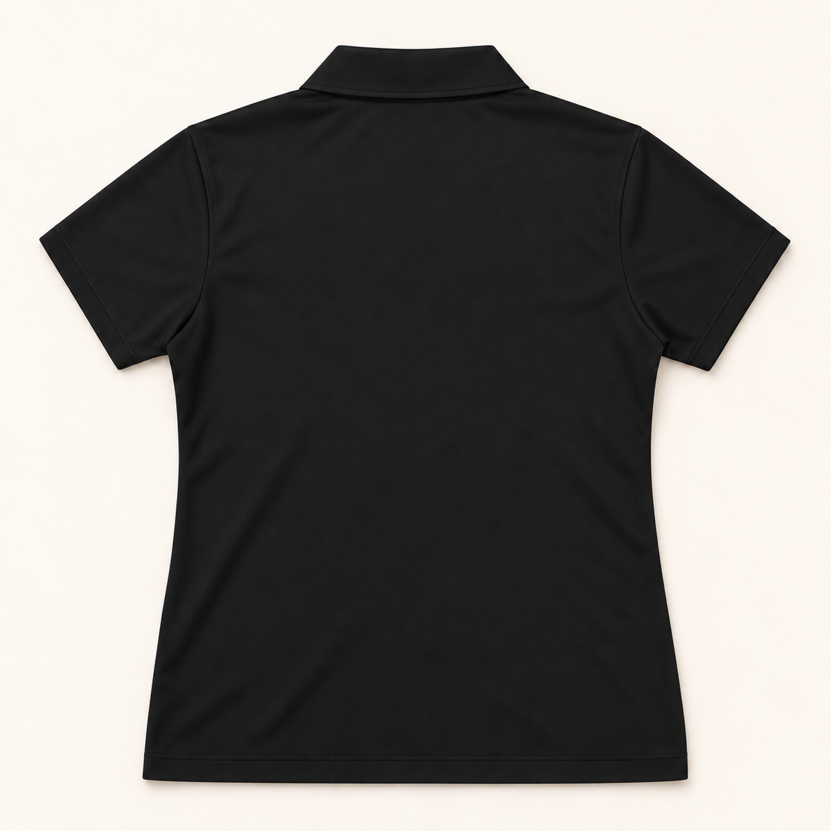 WhiteFyr Women's Performance Polo - Short Sleeve in Black — AI-assisted back studio mockup