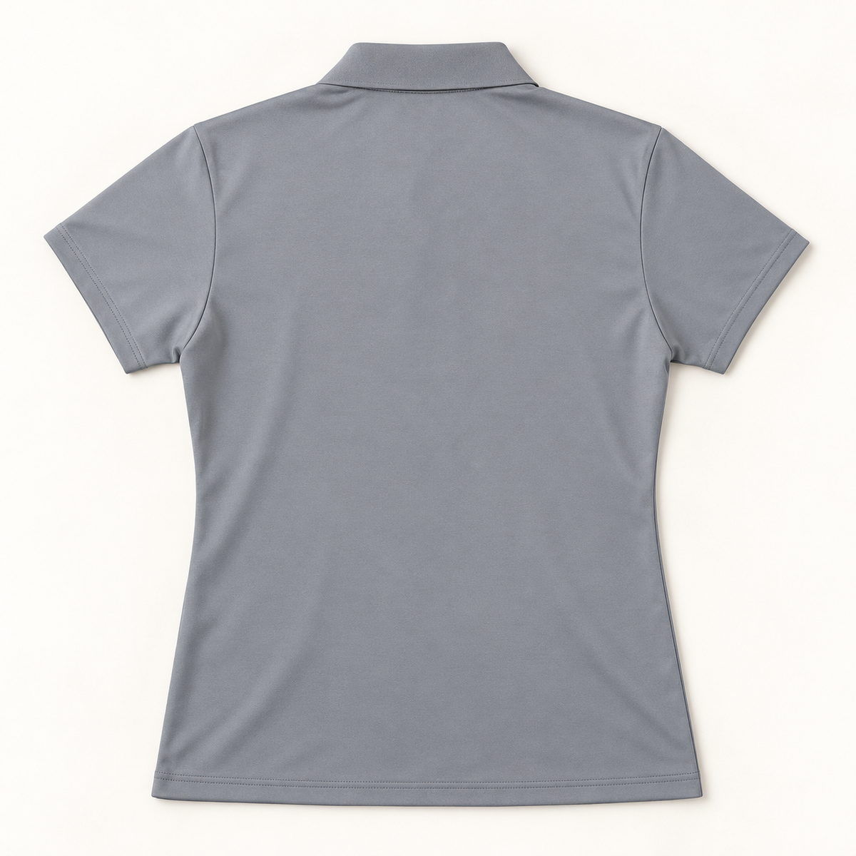 WhiteFyr Women's Performance Polo - Short Sleeve in Heather Steel — AI-assisted back studio mockup