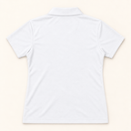 WhiteFyr Women's Performance Polo - Short Sleeve in White — AI-assisted back studio mockup